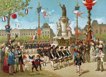 Batalha de março de escola em 14 de julho de 1883 na Place de la Republique