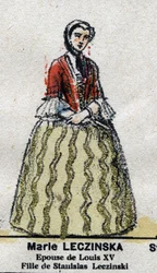 Marie Leszczynska (1703-1768), Rainha de França, esposa de Luís XV.em "Galeriede Reis e Rainhas de França e personagens ilustres de 1643 a 1895" Imagem epinal.
