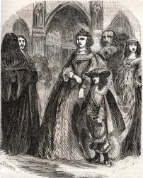 Marie de Medicis (1573-1642), rainha da França e regente do reino com seu filho Luís XIII indo para Notre-Dame de Paris - no "Histoire de France" de L.-P. Anquetil