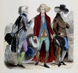A moda dos homens em Paris, em 1787.