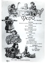 Ementa criada por Auguste Escoffier (1846-1935) para crianças e bebés, c. 1900