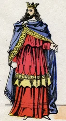 Merovingian Dynasty: Retrato de Childeric III (714-755) Rei dos Francos de 743 a 751. Imagem epinal do final do século XIX. Coleção particular.