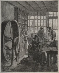 Metier e artesão: uma cutelaria na província no século XIX. Gravura de 1885 em "Les arts et metiers illustres" de Adolphe BITARD.
