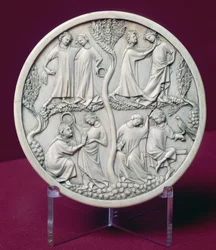 Espelho retratando cenas da corte, c.1320-30 (veja também 170247)