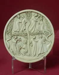 Espelho retratando cenas da corte, c.1320-30 (ver também 206960)