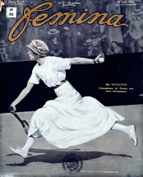 Miss Broquedis, campeã olímpica de tênis, capa da Femina, edição 278, 15 de agosto de 1912 (foto colorida)