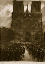 Homens modernos de armas: infantaria francesa em licença de passagem Notre Dame, Paris, 1914-19
