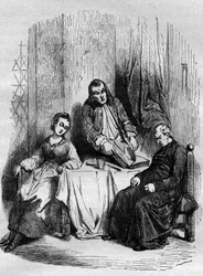 Monsieur De Breteuil, intendant de Limousin, controla os registos paroquiais mantidos por Dubois, pároco e futuro cardeal. Gravura de "A História da Prostituição e do Deboche em Todos os Povos do Mundo desde a Antiguidade até aos nossos dias", do Dr. Th. -