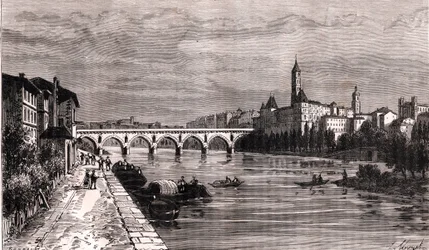 Montauban - Languedoc-Roussillon-Midi-Pyrenees - gravura em "La France illustree: geography, history, statistical administration" de V.-A. Malt-Brown. 1884