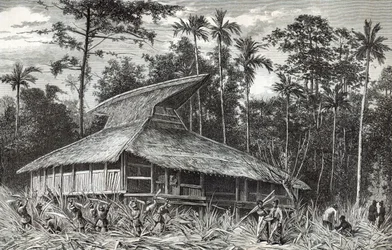 Mesquita em Dodinga, Nova Guiné, ilustração da revista The World Tour, 1879