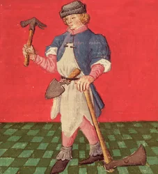 Ms.3066 fol.42 v The Blacksmith, de O Livro de Xadrez Moralises, de Jacques de Cessoles