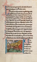 Ms65 f28r, Comentário sobre o Apocalipse de São João, final do século 13 (caneta e tinta e têmpera sobre velino)