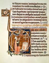 Ms 1186 f.122v Página iluminada, do Saltério de São Luís e Blanche de Castela, 1225-1250