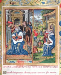 Ms. 1581 f. 154 Ilustração do Livro VIII (Da Morte de Davi à Morte de Acabe), Capítulo 1 das Antiguidades dos Judeus (Antiquitates Judaicae) de Flávio Josefo - Como Salomão, quando ele