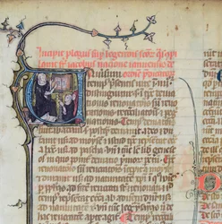 Ms 1721 Fol.1 Monge dominicano lecionando dois outros monges, da Legenda Sanctorum Aurea por Jacques de Voragine