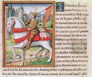 Ms 17 f.76 Joana d&39;Arc da vida das celebridades femininas, c.1505