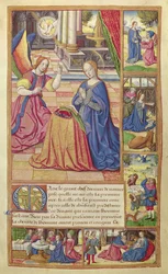 Ms 17 fol.2 A Anunciação e a Infância de Cristo, de Vie des Femmes Celebres, c.1505