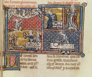 Ms 1895 fol.149 Página de um livro contra os vícios e virtudes franceses