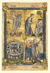 Ms 192 Miniaturas de "La Somme le Roi", iluminadas por Maitre Honore e escritas por Frere Laurent, confessor do rei Filipe III de França, c.1279 (velino)