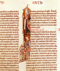 Ms 21 fol.97 Ruth e Boaz, de uma Bíblia