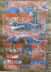 Ms 250 Dropsical mulher curada pelos banhos por St. Radegund, da vida de St. Radegund