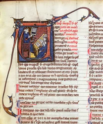 Ms 31 Fol.278 Mestre do Direito Canônico e seus alunos, de Aparato em Quinque Libros Decretalium pelo Papa Inocêncio IV (d.1254)
