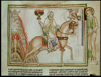 Ms 422 fol.22r A abertura do quarto selo: a morte que monta o cavalo pálido