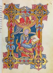 Ms 479 fol.33 St. Luke, de Os Evangelhos da Abadia de Cysoing