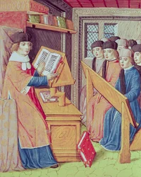 Ms 493 fol.56r Ensinar de Les Georgics por Virgil com comentários de Servius, 1469