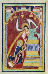Ms 501 f.30v A visão de Santo Aldegondius, da vida e milagres de St. Amand