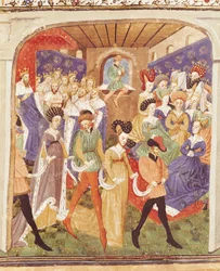 Sra. 527 fol. Court Ball, do Roman du Saint Graal