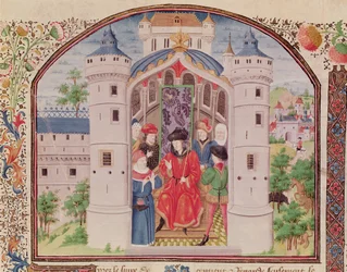 Ms 927 Fol.426 Apresentação da Economia, de Ética, Política e Economia por Aristóteles (384-322 aC) detalhe (ver também 165166)