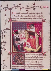 Pe. 2608 Fol.295v Professora da Universidade de Paris, das Grandes Chroniques de France, c.1400