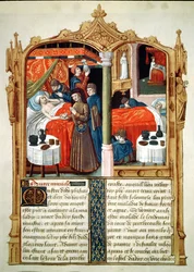 Sra. Fr 2829 fol.90 Milagres no túmulo de St. Louis, do livro do Faiz pelo bispo Saint Louis