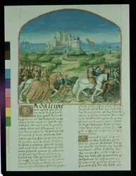 Sra. Fr 91 Fol.81v Page da história de Merlin por Robert de Boron, c.1482-89