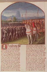 Sra. Fr 91 Fol. 85 página da história de Merlin por Robert de Boron, c.1482-89