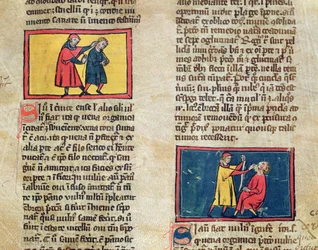 Ms H 89 Médicos e pacientes, de uma edição do Livro de Cirurgia de Rogier de Salerne