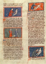 Ms H 89 fol.21v Figuras anatômicas, de uma edição do &39;Book of Surgery&39; por Rogier de Salerne