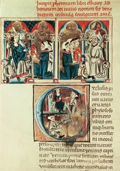 Senhora Lat. 6912 fol.1v Um estudioso judeu apresentando uma tradução de um tratado árabe para Philippe dAnjou