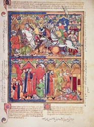 Ms M 638 fol.10r Joshua, da Morgan Picture Bible, c.1244-54