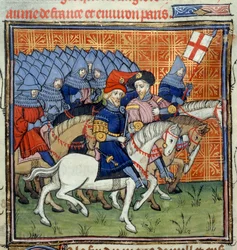 Sra. Royal 20 C. VII, f.186 exército inglês com bandeira, do 
