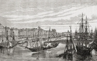 Nantes, França, no século XVIII, de "História da Revolução Francesa" por Louis Blanc (1811-82) gravada por Charles Maurand (fl.1863-81) 1847-1862