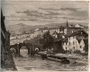 Nerac - Lot-et-Garonne - gravura em "La France illustree: geographie, histoire, administration statistique" de V.A. Malt-Brown. 1884