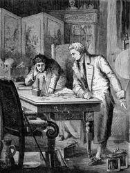 Nicholson e Carlisle, em Londres, decompondo a água pela pilha de volta (pilha de Alessandro (Alexandre) Volta), 2 de maio