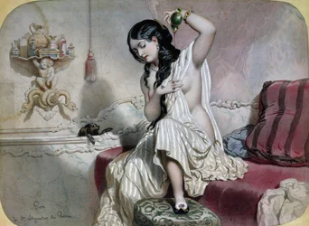 Mulher oriental na sua toilette, meados do século XIX