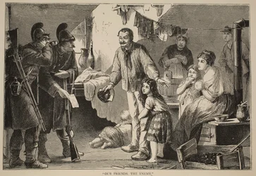 Nossos amigos, o inimigo, ilustração de Cassells História da guerra entre a França e a Alemanha, 1870-1871