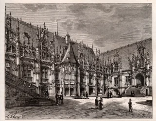 Palais de justice de Rouen antigo parlamento da Normandia - gravura em "France illustree: geography, history, statistical administration" de V.A. Malt-Brown. 1884