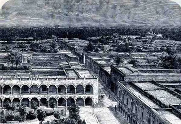 Vista panorâmica de Mérida, das antigas cidades do novo mundo, por Claude-Joseph-Desire Charnay, pub. 1887