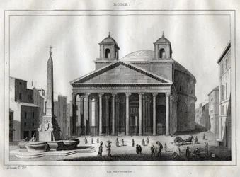 Pantheon - Roma - Roma - Gravura de "Itália Pitoresca" - Pintura Histórica e Descritiva da Itália" de M. de Norvins, Ch. Nodier 1834-1836.