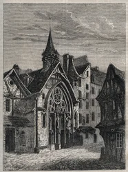 Paris - Rue Saint-Martin, igreja Saint-Julien-des-Menetriers (Saint Julien des Menetriers) Gravação em "História física, civil e moral de Paris: desde os primeiros tempos históricos até aos nossos dias" por Jacques Antoine Dulaure